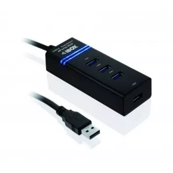 USB 3.2 Gen 1 Type-A 4 prievadų USB šakotuvas IBOX IUH3FB, 5000 Mbit/s, juodas, 0,5 m laidas