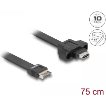DeLOCK USB plokščias kabelis Type-E Key A 20 kontaktų vyriškas į USB Type-C moterišką 75 cm