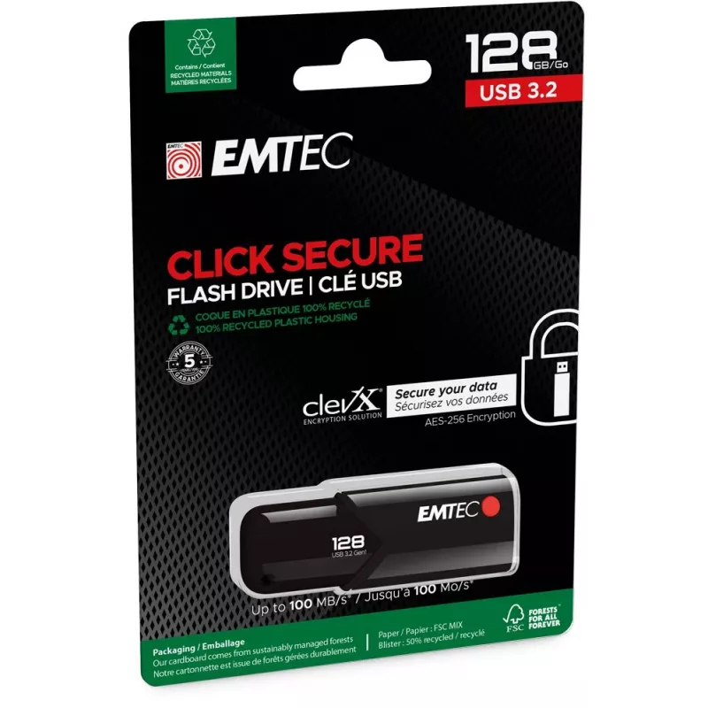 USB atmintukas Emtec 128 GB USB-A 3.2 Gen 2 juodas