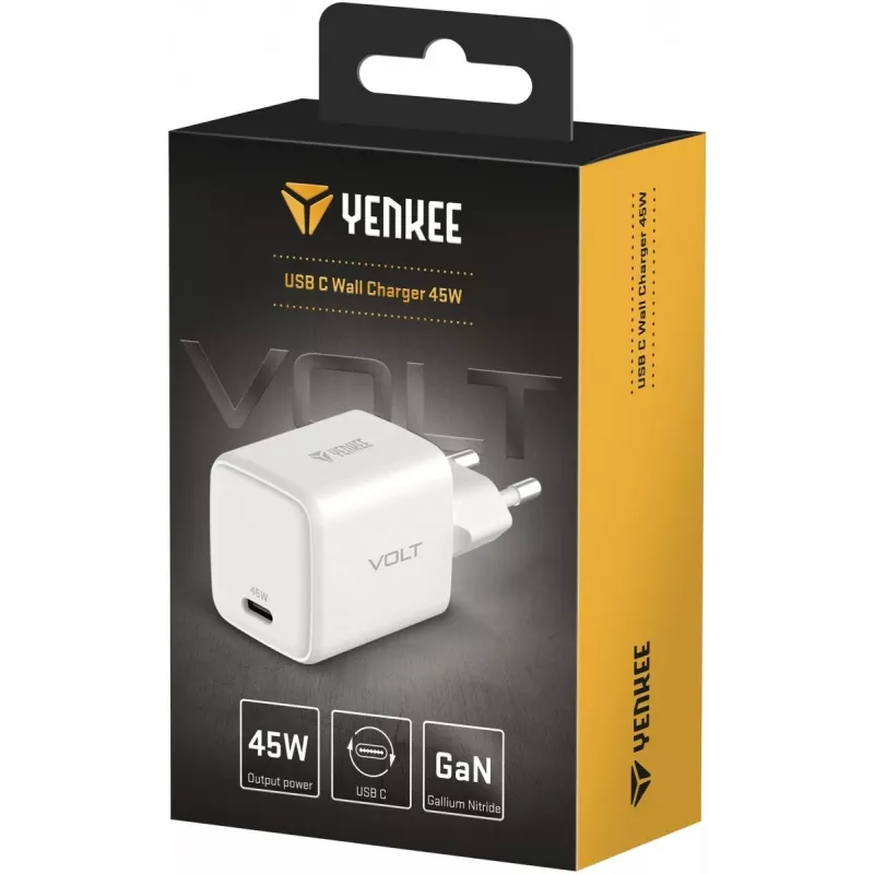 USB-C įkroviklis YENKEE G45 VOLT 45W Power Delivery 3.0, 3A išėjimas