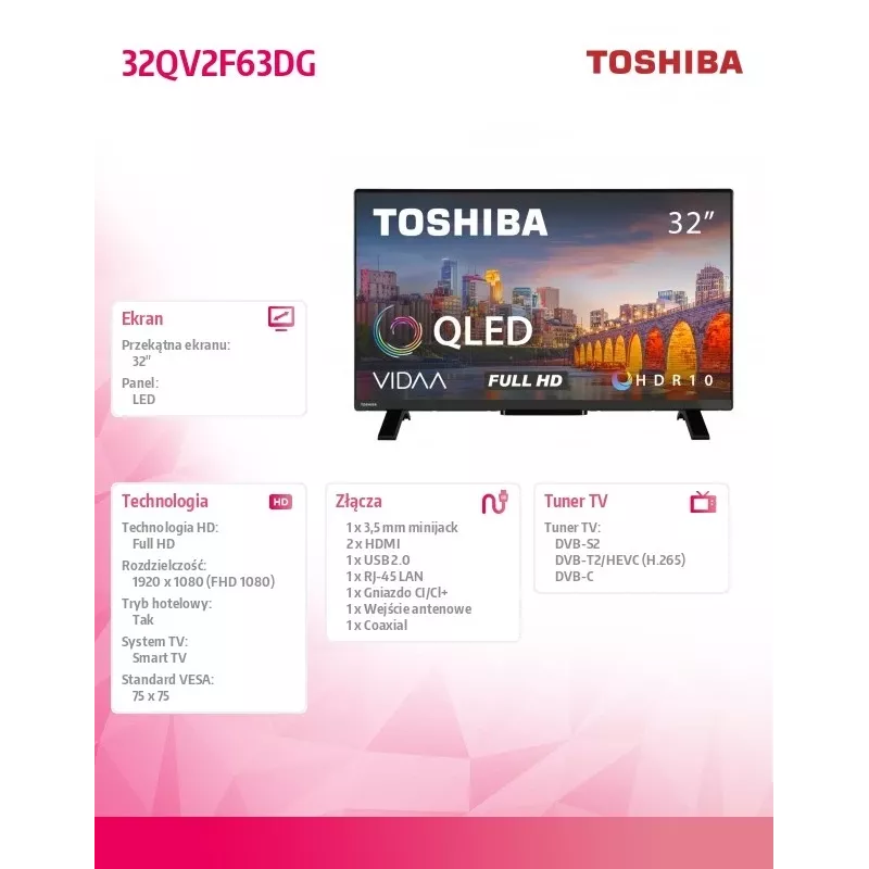 Televizorius QLED 32 colių 32QV2F63DG