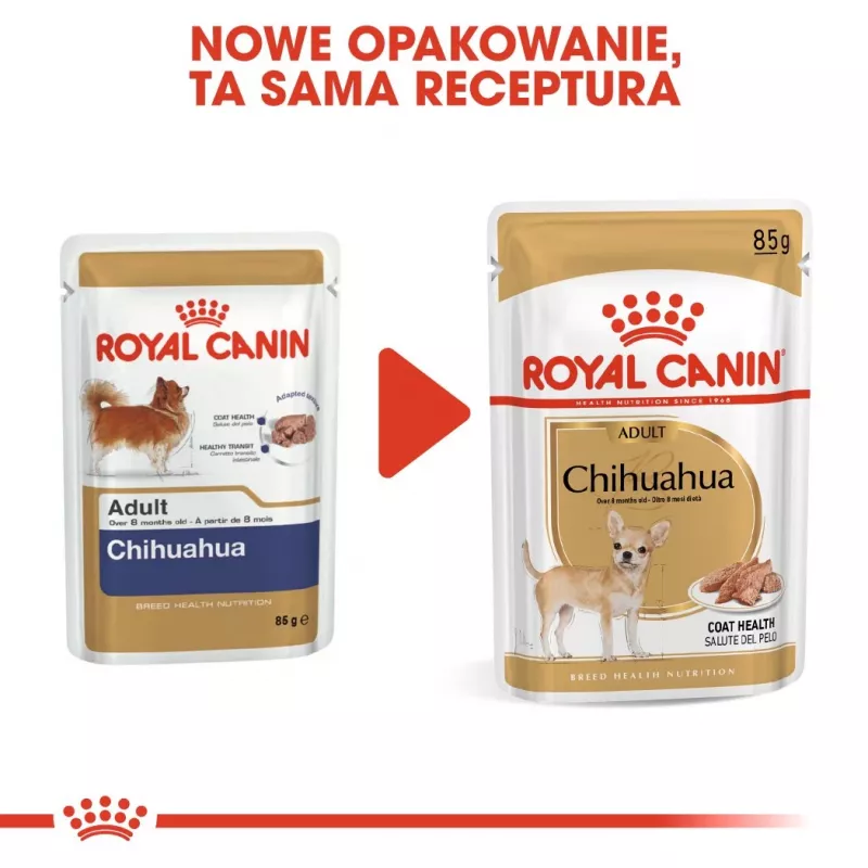 Šlapias šunų maistas Royal Canin Chihuahua Adult sachet 85 g – paukštiena, suaugusioms čihuahuoms 1–1,9 kg