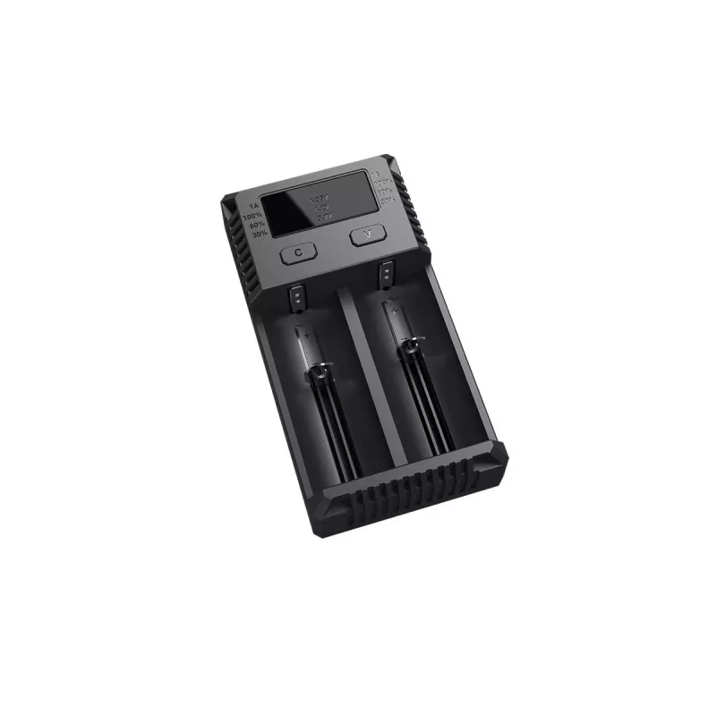 Baterijų kroviklis Nitecore NEW i2 — 2 angos, LiFePO4, Li-Ion, NiMH, 100–240 V, juodas