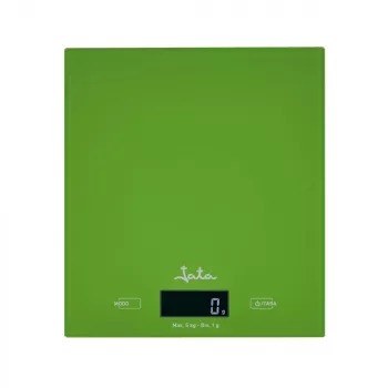 Virtuvinės elektroninės svarstyklės JATA Mod. 729V, 5 kg, 1 g tikslumas, LCD ekranas, žalios spalvos