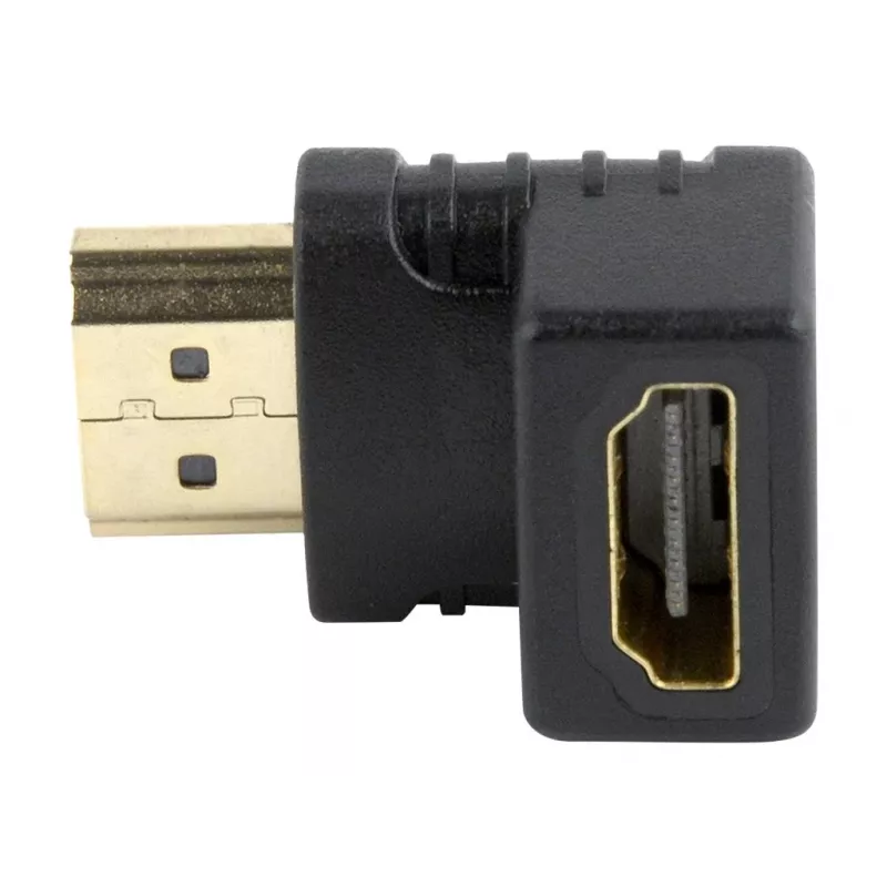 HDMI adapteris GEMBIRD A-HDMI90-FML, HDMI į HDMI, 90° stačiu kampu, juodas