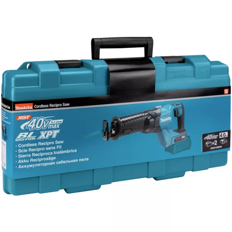 Belaidis stūmoklinis pjūklas MAKITA JR001GM201 XGT, 40V, 2× Li-Ion XGT 4,0Ah baterijos, dėklas