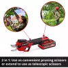 Genėjimo žirklės EINHELL GP-LS 18/28 Li T BL-Solo – belaidės teleskopinės aplenkiamosios žirklės, 18 V, pjovimo storis 2,8 cm, aliumininis kotas