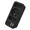 Maitinimo skirstytuvas MACLEAN MCE248 F/B – 3 AC lizdai (1x16A, 2x6A) ir 4 USB prievadai (2xUSB‑A, 2xUSB‑C PD 20W), EU kištukas, juodas