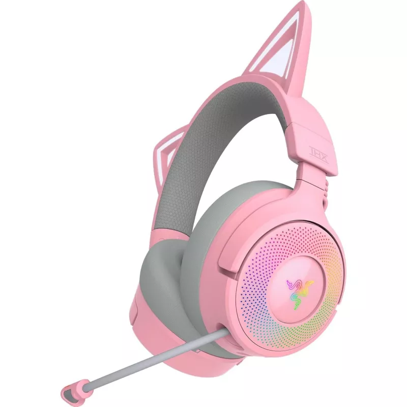 Ausinės Razer Kraken Kitty V3 Pro - Quartz, laidinės ir belaidės, USB Type-A, Bluetooth, Rožinės