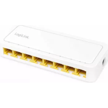 LogiLink tinklo jungiklis – 8 RJ45 prievadai – Gigabit – plastikinis korpusas – baltas