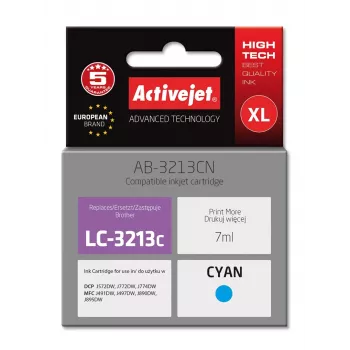 Activejet AB-3213CN rašalo kasetė (Brother LC3213C pakaitalas; Supreme; 7 ml; ciiano)