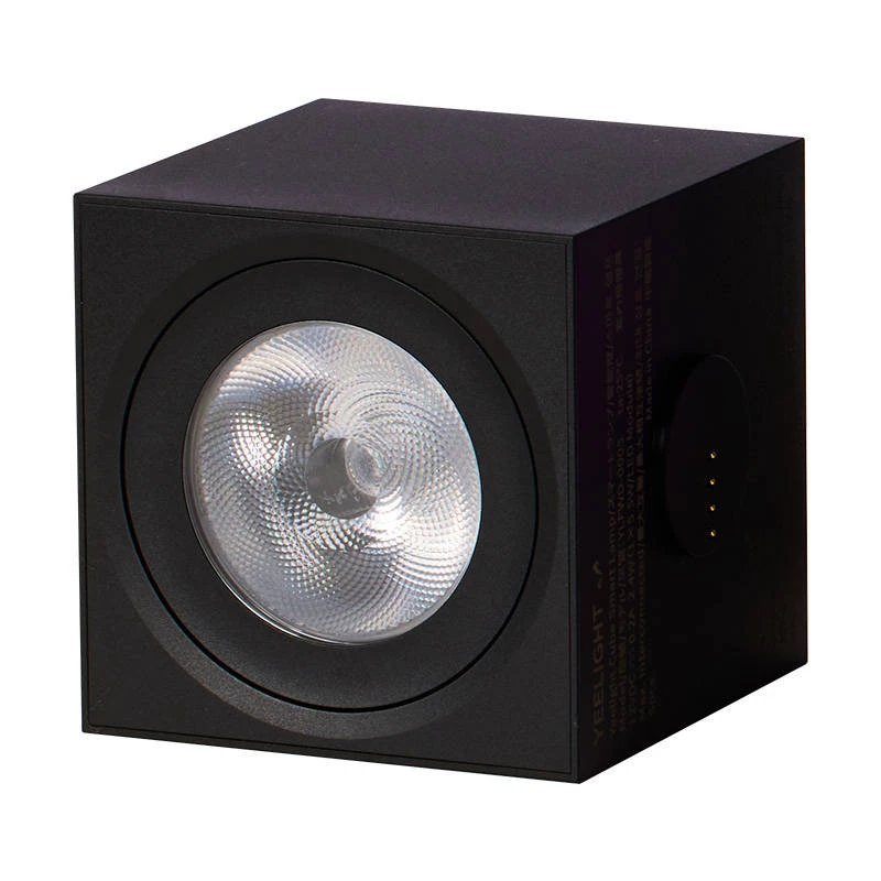 Protingas stalinis šviestuvas Yeelight Cube – įvairiaspalvis, Wi‑Fi/Bluetooth, 2.4 GHz, Bluetooth 5.0, AC 100–240 V, 1.5 m laidas, juodas