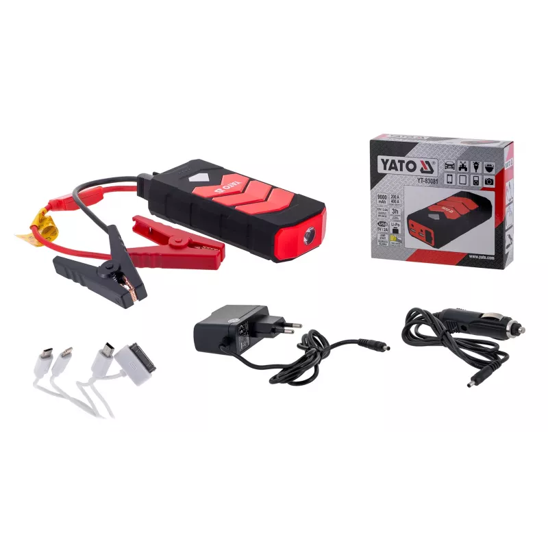 Automobilinis užvedimo starteris YATO YT-83081, 9000 mAh, juodai oranžinis