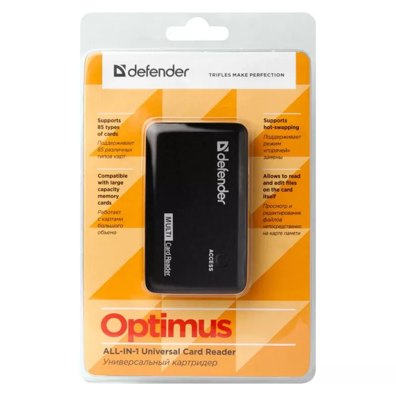 Card Reader Defender OPTIMUS USB 2.0 Universal juodas