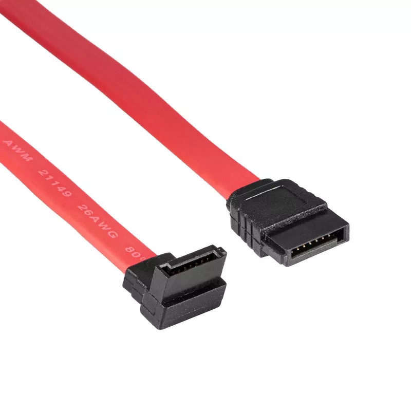 Akyga AK-CA-51 SATA III kabelis 6 Gb/s, tiesi ir 90° kampinė jungtys, 0,5 m, raudonas