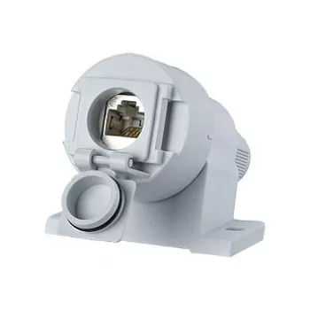 MetzConnect BTR IT CONNECT E-DAT Industry IP67 V6 8(8) AP/KK Cat.6A modulinė jungtis – šviesiai pilka, RAL 7035 – 1 jungtis (1309410003-E)