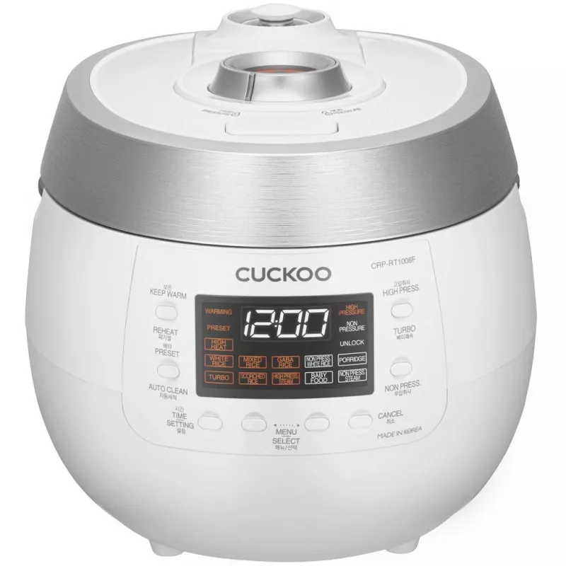 Ryžių virimo puodas Cuckoo CRP-RT1008F, baltas, 1,8 l, aliuminis, LED, mygtukai, 1,2 m
