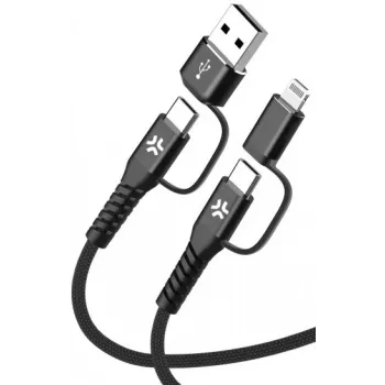 Celly 4-IN-1 laidas A+C į C+LIGHT 2M juodas