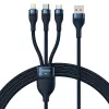 USB laidas Baseus CASS030003 1,2 m USB A USB C/Micro USB-A/Lightning mėlynas