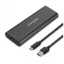 SSD korpusas QOLTEC 50312 Juodas vienam M.2 SATA diskui, USB Type-C (USB 2.0 / 3.2 Gen 1)