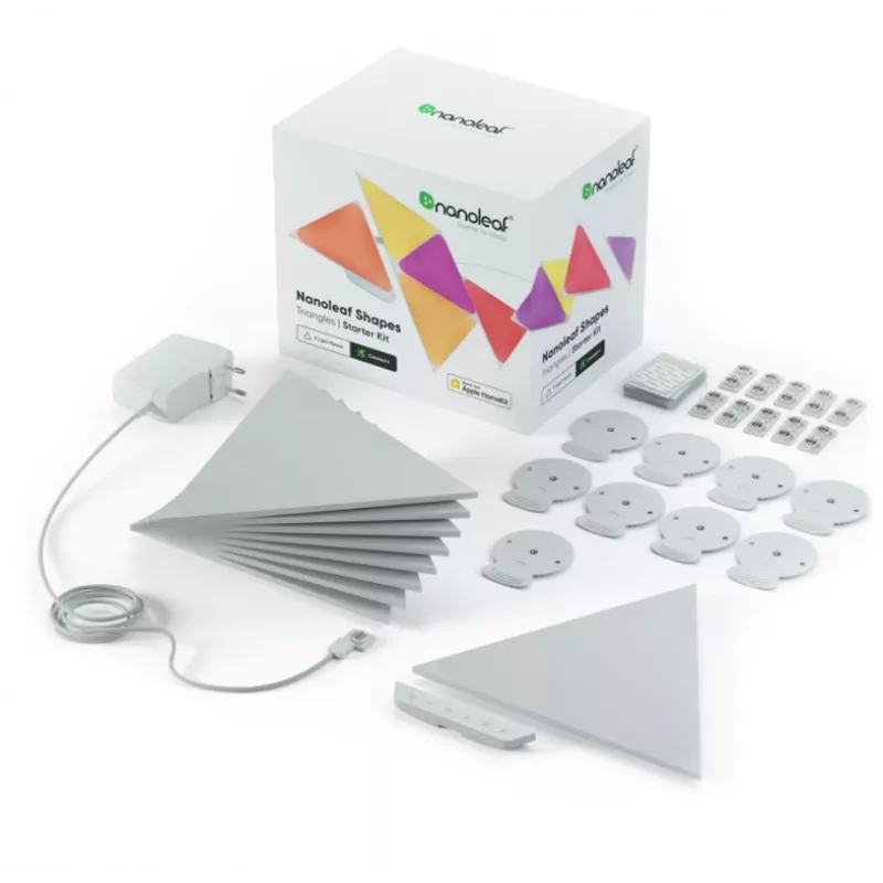 Nanoleaf NL47-0002TW-9PK LED trikampės sieninės plokštės RGB – 9 vnt. komplektas, baltos spalvos