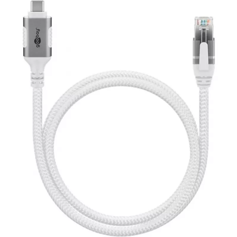 Tinklo kabelis Goobay 74180 USB-C į RJ-45 Cat6 10 m baltas