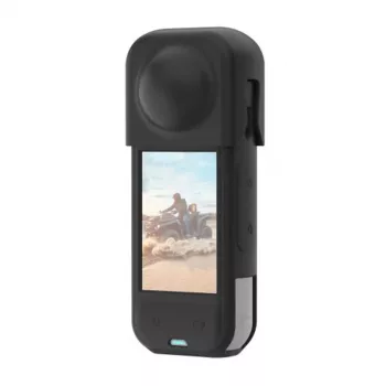 PULUZ silikoninis apsauginis dėklas su objektyvo dangteliu, skirtas Insta360 X5 (juodas)