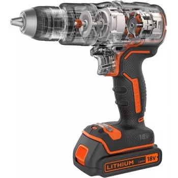 Gręžtuvas su pistoletine rankena Black & Decker BCD383D2XK-QW 18 V, 2 Ah x2, 13 mm griebtuvas, oranžinis