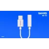 USB Type-C (M) – Jack 3,5 mm (M) garso adapteris baltas SAVIO AK-51