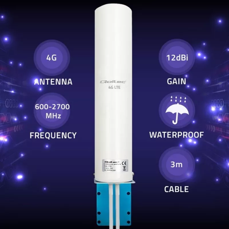 Kryptinė 4G LTE dviejų antenų sistema QOLTEC 57045 12 dBi