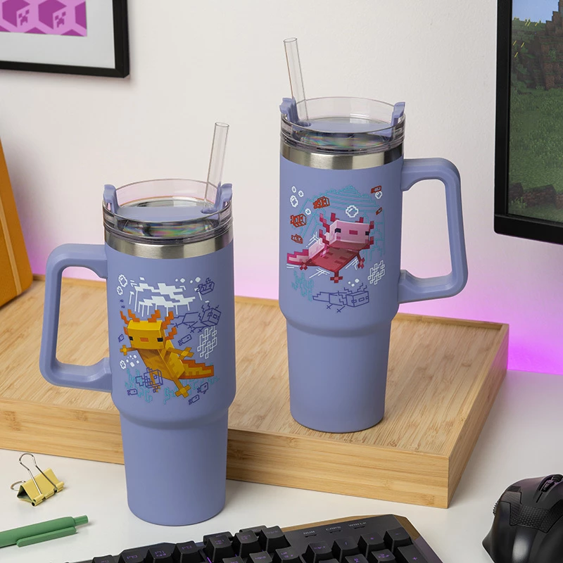 Geriamasis butelis Paladone Minecraft Axolotl 900 ml – daugkartinis vandens butelis