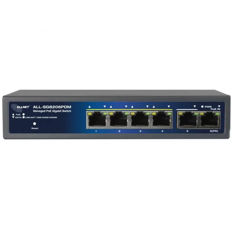 ALLNET ALL-SG8206PDM PoE jungiklis 6 prievadų 802.3af/at