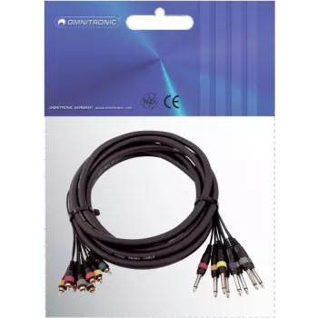 Audio gyvatės kabelis Omnitronic 8×RCA į 8×1/4 colio mono lizdą, 15 m, 30304748