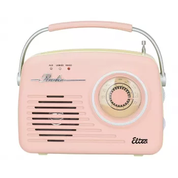 Stalinis radijo imtuvas Eltra LUIZA RETRO SP-11 su MP3, USB ir SD kortele, rožinis
