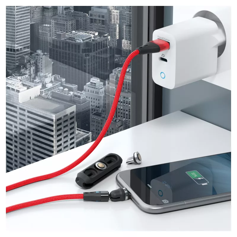USB laidas RealPower MagneticCharge3 2 m USB A raudonas