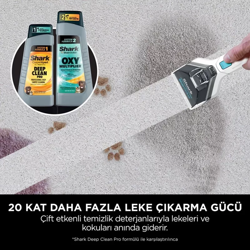 Sharkclean PX200EUT nešiojamas kilimų valymo aparatas, gilus / tarpinis, baltas