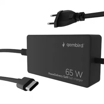 Cablexpert NPA-AC-PDQC65-01 65 W PowerDelivery GaN USB Type-C greitasis įkroviklis, juodas