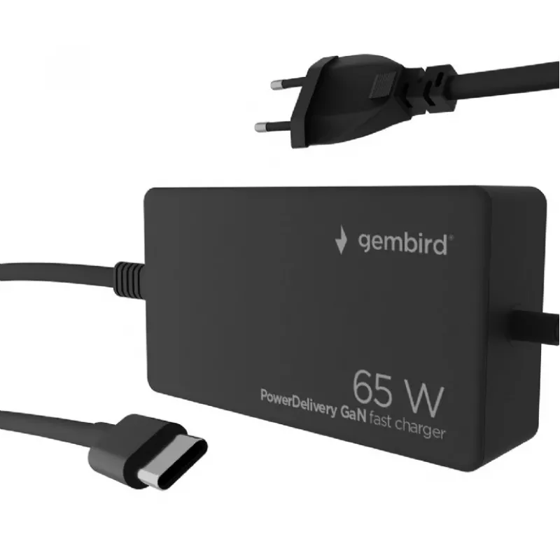 Cablexpert NPA-AC-PDQC65-01 65 W PowerDelivery GaN USB Type-C greitasis įkroviklis, juodas