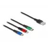 DeLOCK 90156 USB įkrovimo kabelis 3-in-1, Type-A į Lightning / Micro USB / USB Type-C, 2 m, daugiaspalvis