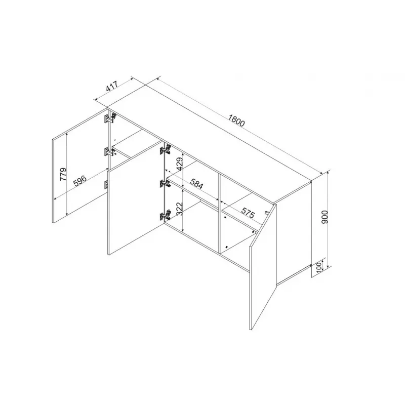 Cama 3D komoda ALMA 180x41.5xH90 kašmyro