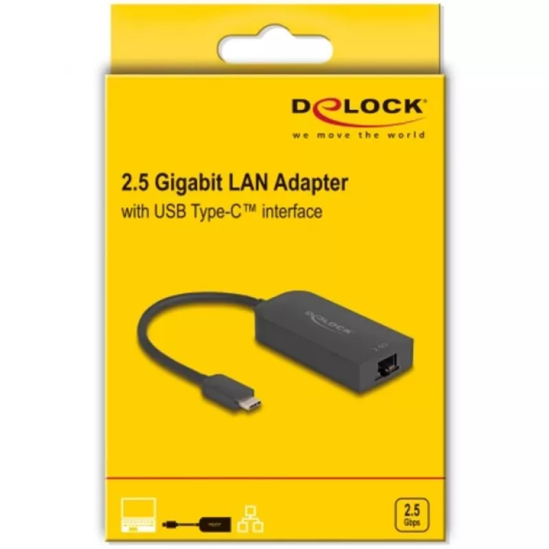DeLOCK 66045 USB 5 Gbps Type-A į 2.5 Gigabit LAN RJ45 adapteris, 0,15 m, juodas