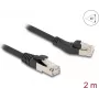 DeLOCK RJ45 Cat.8.1 S/FTP tinklo kabelis 45° kairysis kampinis 2 m juodas