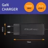 QOLTEC 52420 GaN 90W USB-C PD įkroviklis, 5–20V 3A/4.5A, 1,8 m laidas, juodas