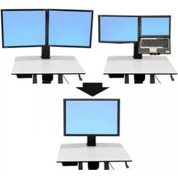 Ergotron WorkFit-C konvertavimo rinkinys iš dvigubo į vieną HD monitorių arba LCD ir nešiojamojo kompiuterio stovo