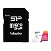 MicroSDHC atminties kortelė Silicon Power 32GB UHS-I Class 10 (skaitymas 100 MB/s) su adapteriu, rožinė