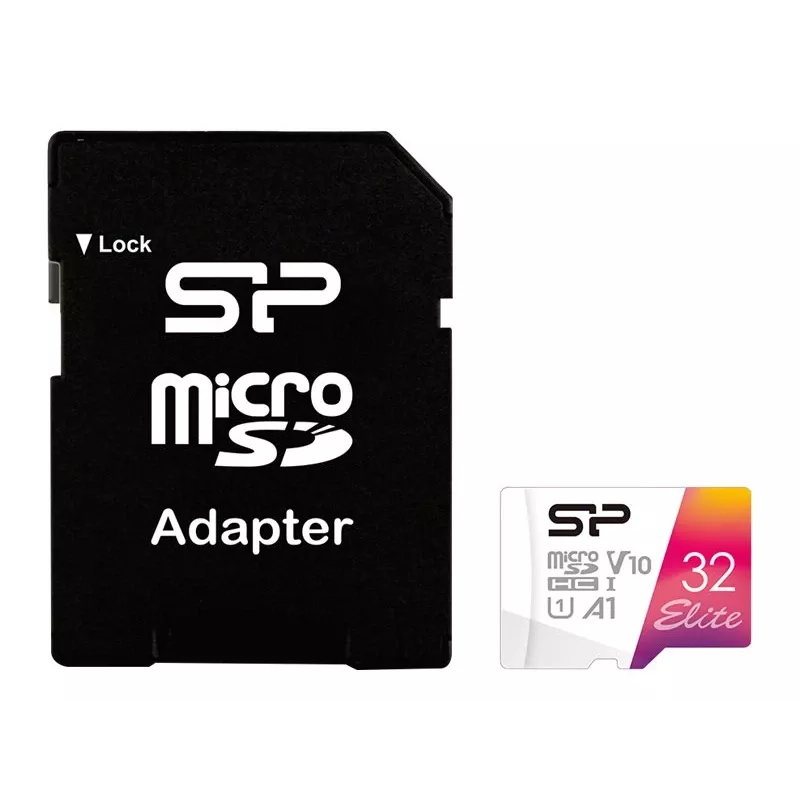 MicroSDHC atminties kortelė Silicon Power 32GB UHS-I Class 10 (skaitymas 100 MB/s) su adapteriu, rožinė