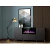 Komoda su elektriniu židiniu Cama Meble PAFOS 180x42x82 cm matinė juoda, 3 durys, 2 lentynos, 1400–1600 W