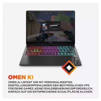 HP OMEN Transcend 14-fb1075ng žaidimų nešiojamas kompiuteris 14 inch 3K OLED U7-255H 32GB/1TB SSD RTX5060 Win11 - BV8C5EA#ABD