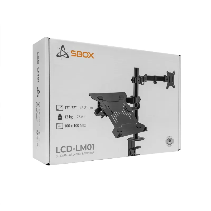 Sieninis monitoriaus laikiklis SBOX LCD-LM01-2 13–27 colių, max 12 kg, VESA 100x100