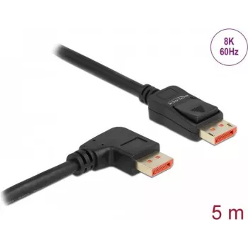 DisplayPort kabelis DeLOCK 8K 60 Hz 5 m tiesus kištukas į 90° kampu lenktą kištuką